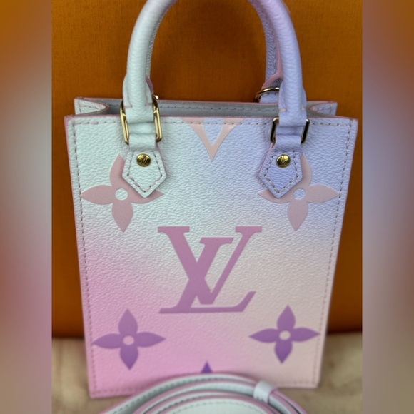 Louis Vuitton Petit Sac Plat Satchel Top Handle Bag Pastel Pink Canvas. - Picture 3 of 15